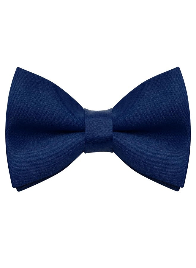 Bskifnn Kids Bow Ties Solid Color Satin Bow Tie for Child Boys Toddlers Wedding Party Dress up (Navy blue, kids) - Image 1